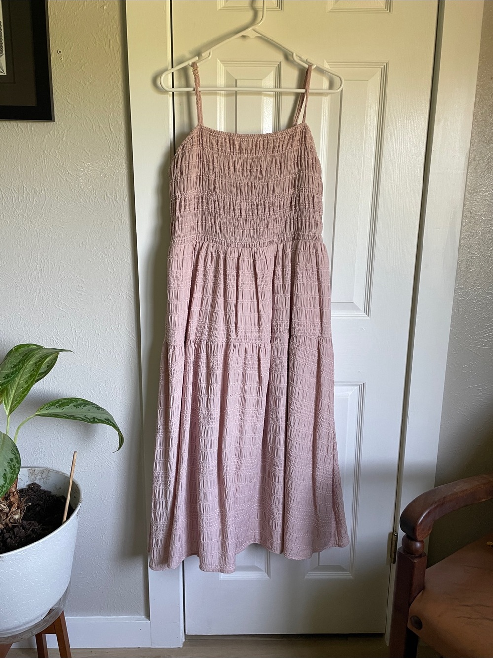 Ava & Viv Dusty Rose Smocked Midi Dress